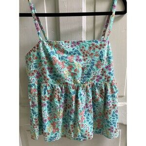 J Crew NWT Women's Tie Back Strappy Top Size 12 Green Floral Print Sleeveless